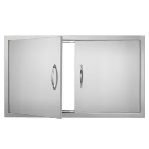VEVOR BBQ Access Door, 36W x 21H Inch Double Outdoor Kitchen Door, Stainless Steel Flush Mount Door, Wall Vertical Door with Handles, for BBQ Island, Grilling Station, Outside Cabinet