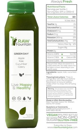 Juice Cleanse Detox by RAW Fountain w/ Coconut, All Natural Cold Pressed Juices, Great Way to Reset Digestion System, 3, 5 and 7 Day, 12oz Bottles