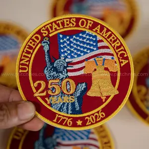 America’s 250th Anniversary Embroidered Patches Patriotic Eagle Statue of Liberty USA Collectible Sew-On or Iron-On DIY Decoration Independence Day 4th of July Patriotic Gift