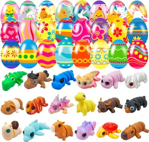 Easter Gift 18 Pcs Easter Eggs with 3D Print Animal Prefilled Easter Eggs with Toys Inside Easter Egg Fillers for Kids Boys Girls Easter Basket Stuffers Party Favors Easter Egg Fillers