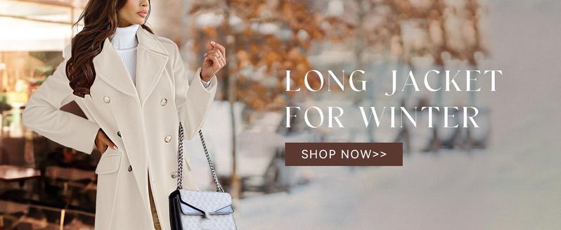 Ebossy Women's Basic Minimalist Chic White Winter Jacket Fitted Double-Breasted Wool Blend Warm Long Trench Coat Outerwear with Gold Buttons and 2 Hand Pockets for Elegant Office Wear Womenswear Tops