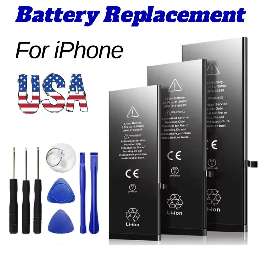 High-Capacity Li-Ion Cell Protection Lithium Replacement Battery for iPhone 6,6s,7,8,SE,X,XR,11,12,13,14,15 Pro Max - Long Standby Time Cell Phone Accessory