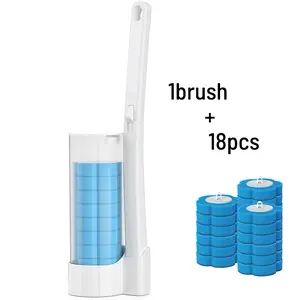 Disposable Toilet Brush and Holder Set,Extended Handle with 18 Cleaner Refills Toilet Brush for Toilet Bowl Cleaners,Bathroom Cleaning, Bathtub - Blue (Ocean Fresh Scent)