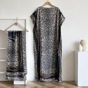 Women's Floral Print Long Dress & Scarf Set, Boho Casual Shawl Dress & Scarf Set for Beach Vacation Holiday, Ladies Clothes for All Seasons