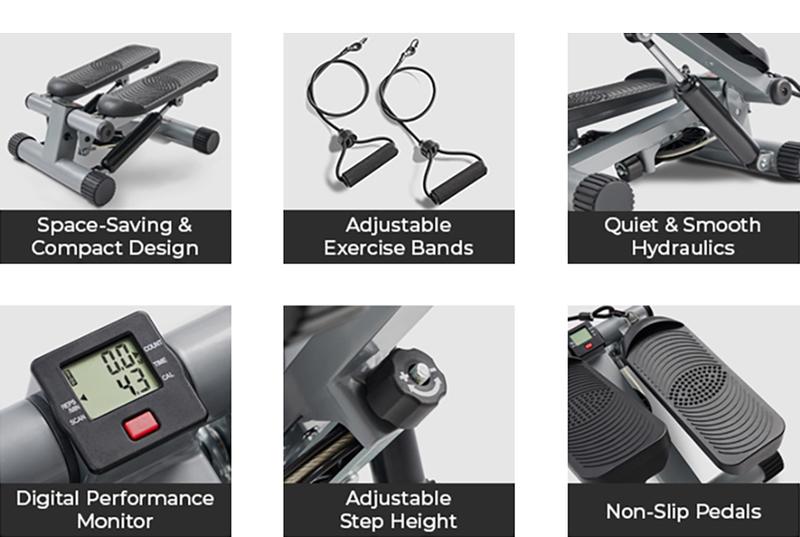 Sunny Health & Fitness Original Mini Stepper with Resistance Bands, 300 lbs Capacity, Compact Home Gym Workout, Quiet Hydraulic Drive, Full-Body Cardio Trainer Sunny Health & Fitness Original Mini Stepper with Resistance Bands, 300 lbs Capacity, Compact Home Gym Workout, Quiet Hydraulic Drive, Full-Body Cardio Trainer