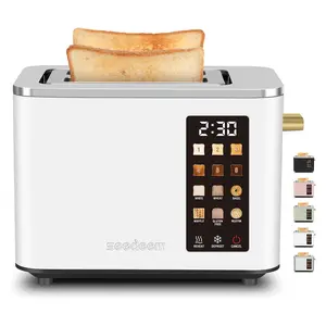 Toaster 2 Slice, Touch Control Screen, Smart Stainless Toaster, 6 Shade Setting, 6 Bread Selection, Countdown, Removable Crumb Tray, 900W, Pearl White
