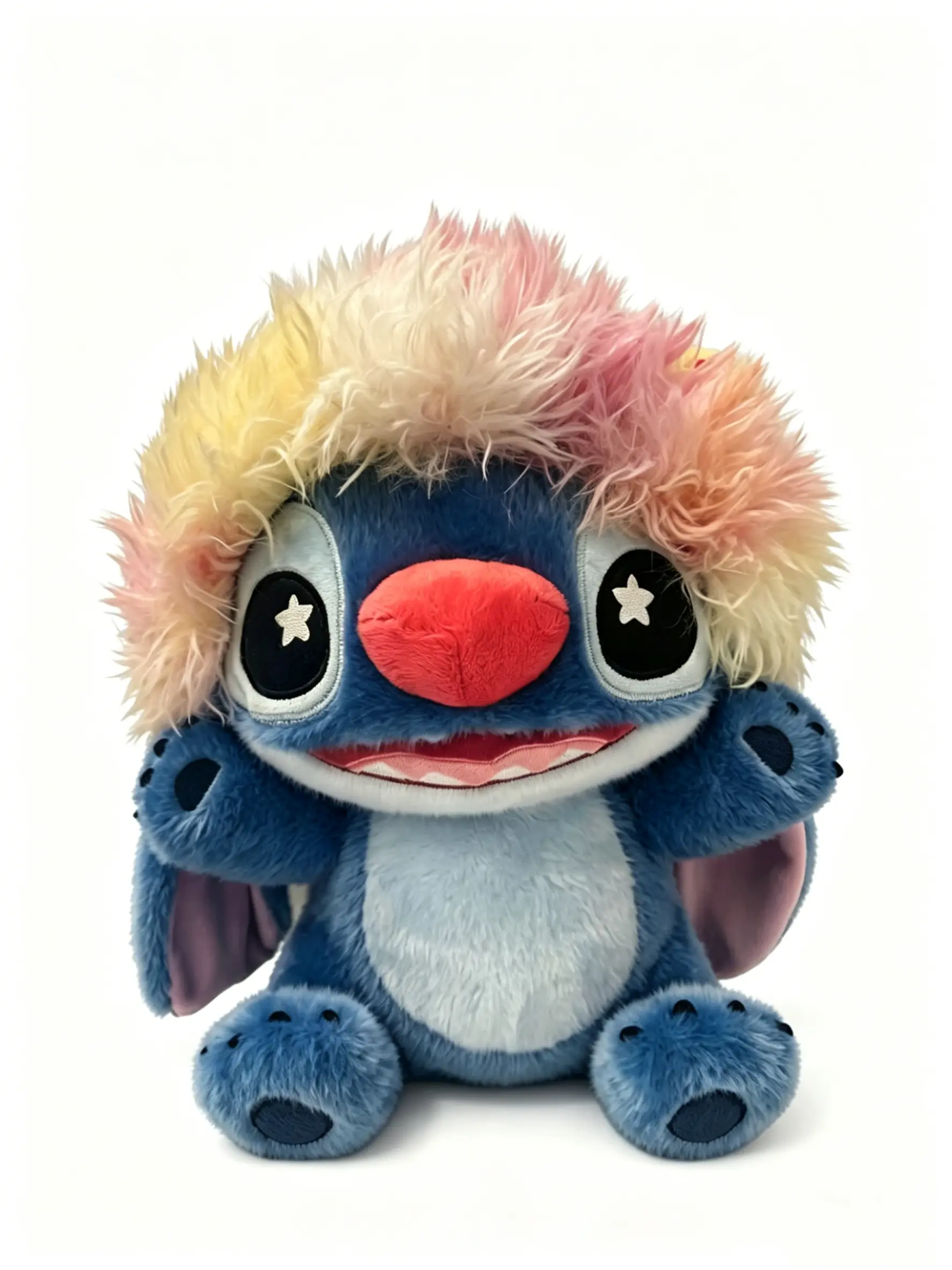 Disney Lilo & Stitch Mischievous Series No.12 Clown Sitting Plush Toy - Soft Huggable, Cuddly Stuffed Animal, Funny Unisex Blue Alien Doll with Balloon Hair, Birthday Gift Win for Kids Fans, Cute Collectible, Cuddly Stuffed Animals