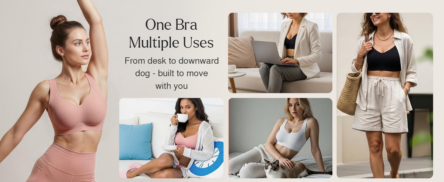 Popilush 2/3-Piece Set Wireless No Underwire Jelly Bra - Everyday Comfort Push Up Seamless  Fit Smooth T-Shirt Bra with Minimalist & Adjustable Straps Basic Womenswear