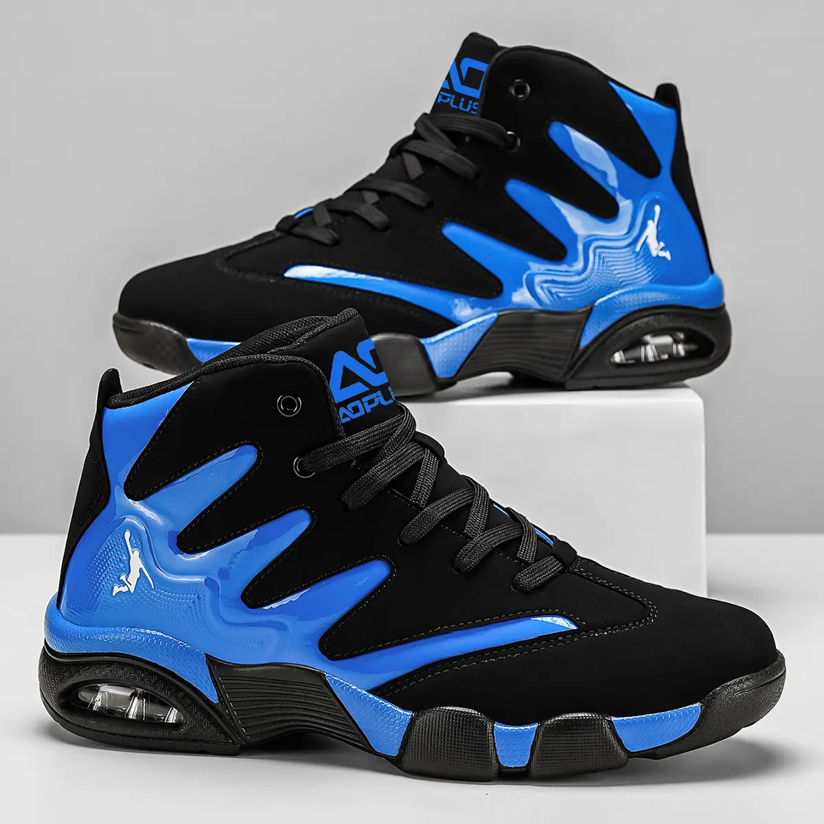 New men's shoes,High-top Practical Basketball Shoes withRotating Buckle Cushioning Sports Shoes for TeenagersTrendy Mid Top Design Comfortable and Supportive