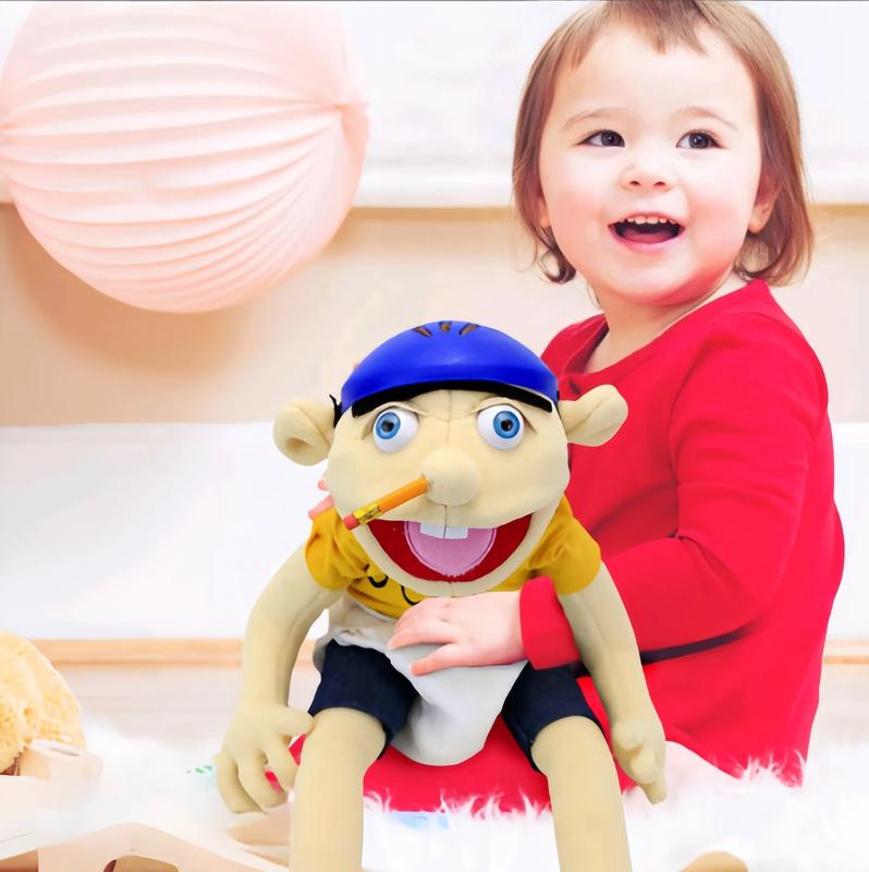 Jeffy Hand Puppet Soft Plush Cartoon Stuffed Doll Educational Roleplay Sleeping Pillow Valentine's Day Easter Birthday Gift for Kids Fans