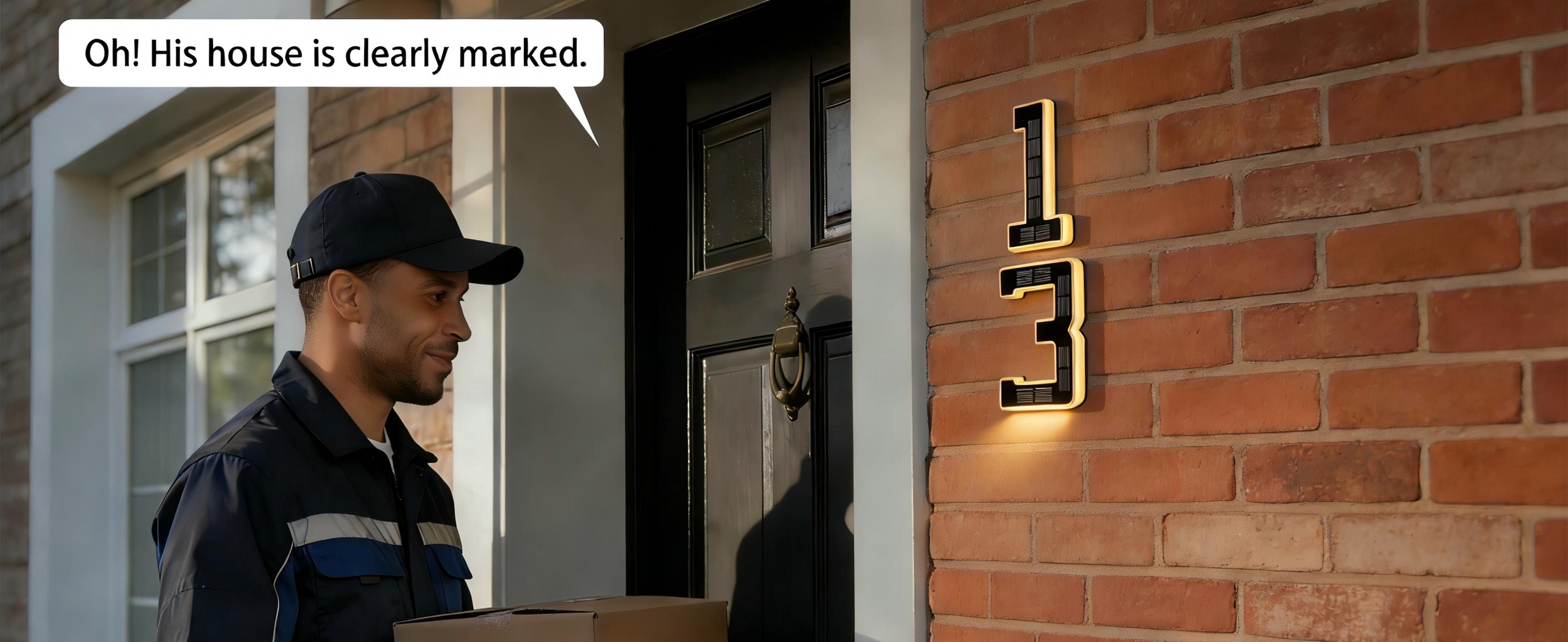 ISUNMEA Solar-Powered 6.7inch Address Sign Lighting for Residential Address Identification Address Plaques for House LED Illuminated Waterproof Outside Address Sign 3500K Warm White LED Modern Solar Powered LED Numbers for Yard, Street, Door, Outside