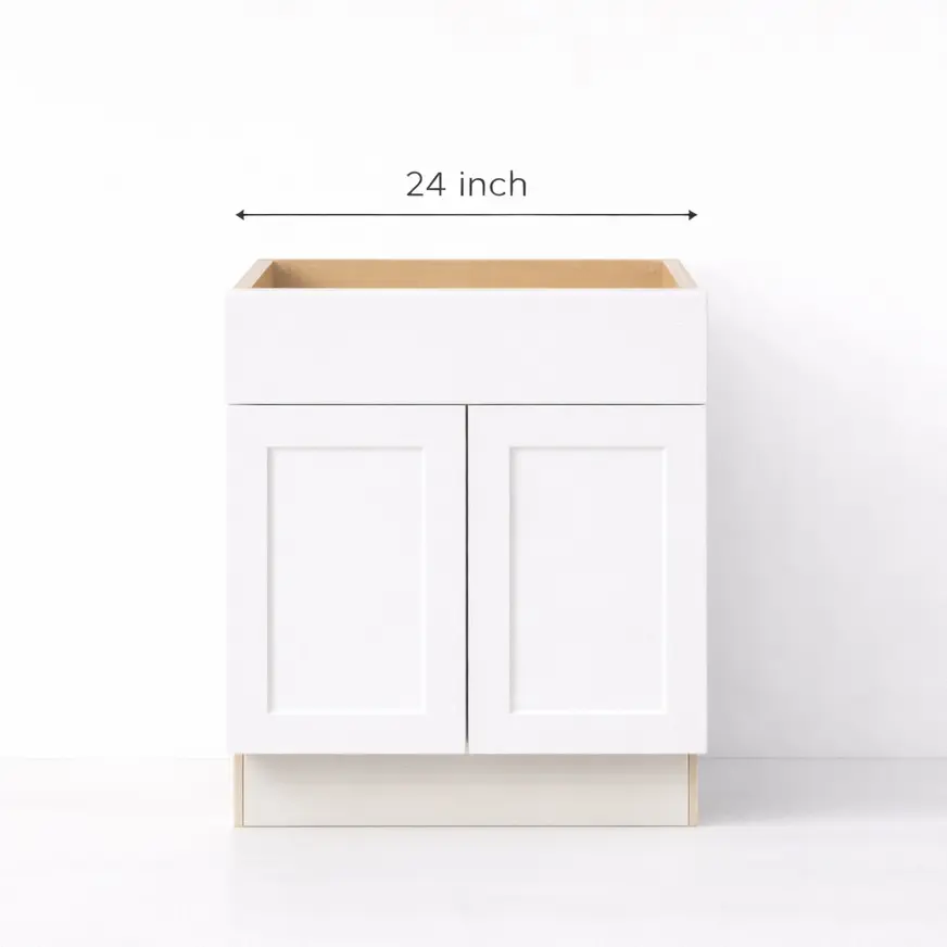 24” White Shaker Vanity Base – Flat-Pack – No Drawers (24 x 32 x 21) cabinets