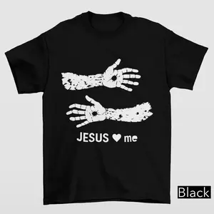 Jesus Nail Pierced Hands T-Shirt, Jesus Loves Me, Jesus Crucifixion Handprint Tee, Hugging Jesus Shirt, Faith Shirt, Christian Apparel Gift