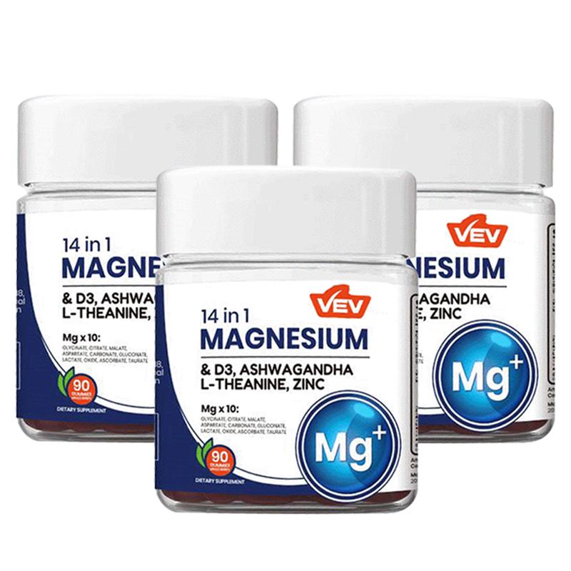 VEV 14-in-1 Magnesium Gummies-withAshwagandha,L-Theanine, Vitamin D3 & Zinc, EdibleHealthcare Dietary
