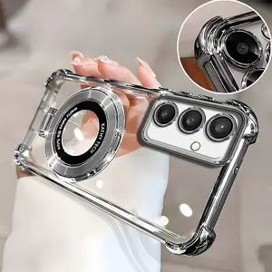 Suitable for [Galaxy S24 Plus] high-end phone case🥰, Electroplated Luxury Clear Phone Case with Ring Stand Holder 4-Corner Shockproof Camera Protective Cover 952