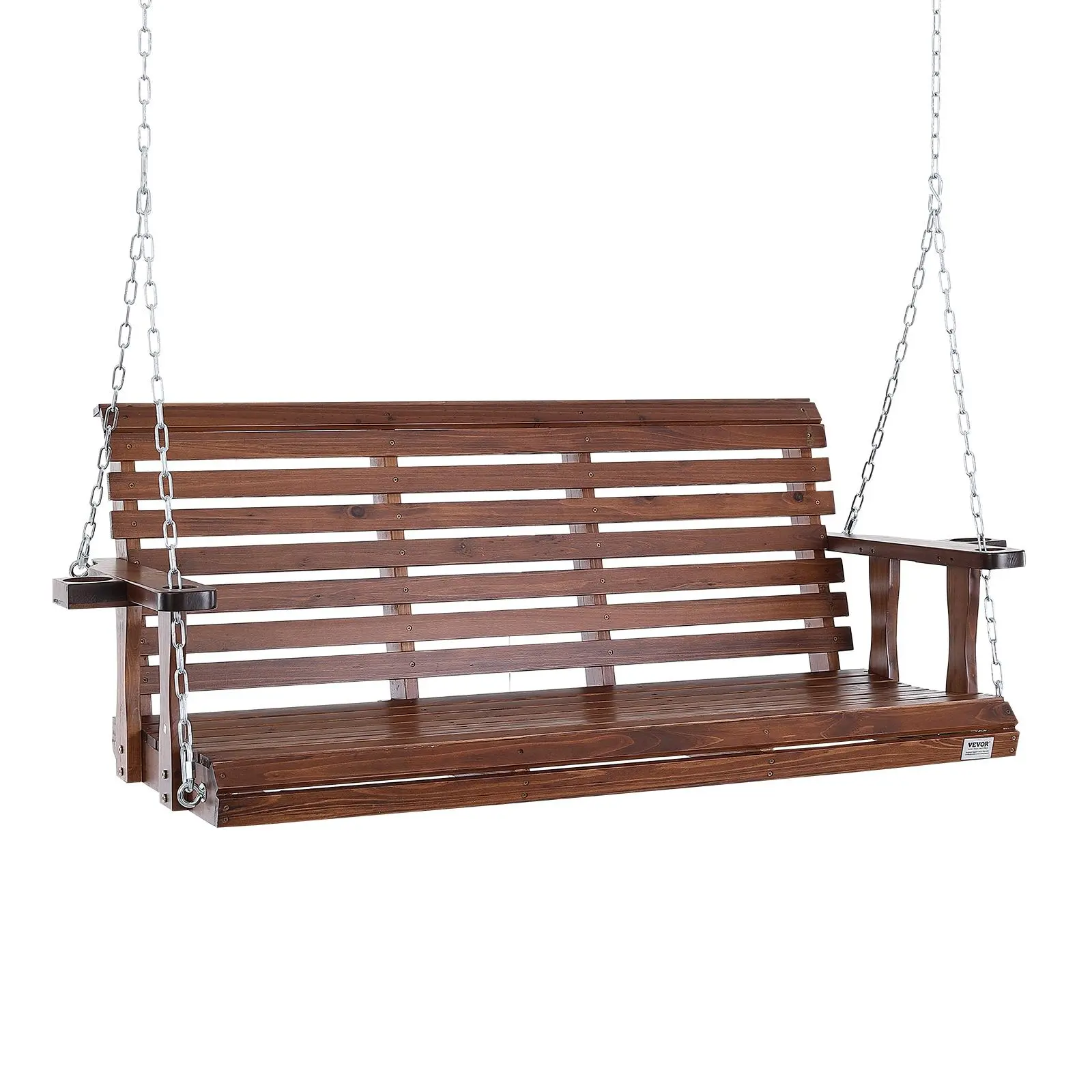 VEVOR Wooden Porch Swing 5.5 ft,  Patio bench swing for Courtyard & Garden, Upgraded 880 lbs Strong Load Capacity, Heavy Duty Swing Chair Bench with Hanging Chains for Outdoors, Brown#BackToSchool