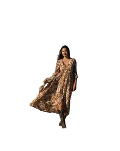 Shyanne Women's Horse Print Chiffon Maxi Dress - Swsp26d16-Cof