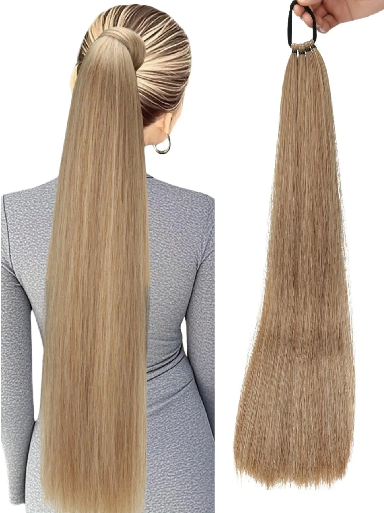 Women's High-Temperature Fiber Tail Hairpiece, Synthetic Material, Durable Design, Perfect for Daily Use & Stylish Looks, Synthetic Wigs, All Seasons, Straight Texture, Synthetic Hair Pieces, Synthetic Ponytail Hairpieces