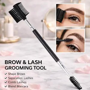 3-in-1 Eyebrow & Eyelash Grooming Tool – Double-Ended Brow Shaper Comb with 3 Spoolie Brushes for Lash Separation, Clump-Free Mascara & Brow Styling