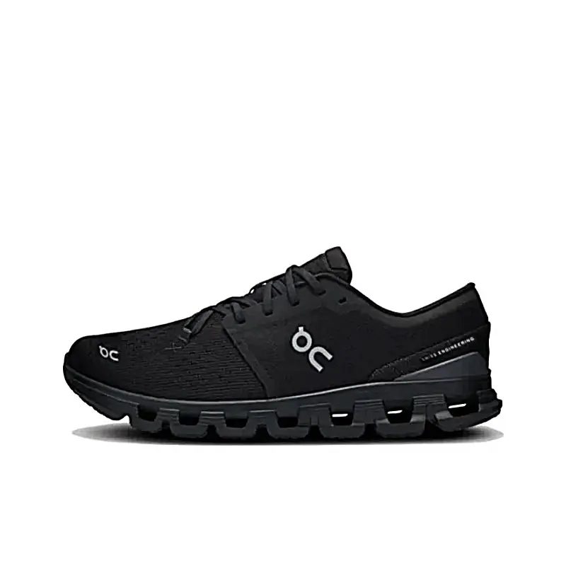 Unisex All Black Breathable Mesh Road Running Sneakers, Shock Absorb Hollow Wave Thick Cushion Athletic Trainers Lightweight Lace Up Jogging Walking Shoes For Gym Daily Commute Men Women