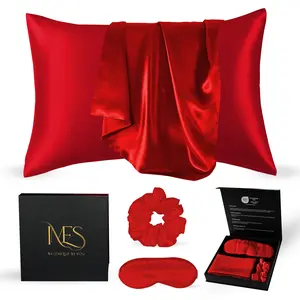 6A Grade 100% Mulberry Silk Pillowcase Set for Hair and Skin- Includes a Queen size pillowcase with hidden, Sleep Eye Mask and Large Scrunchy