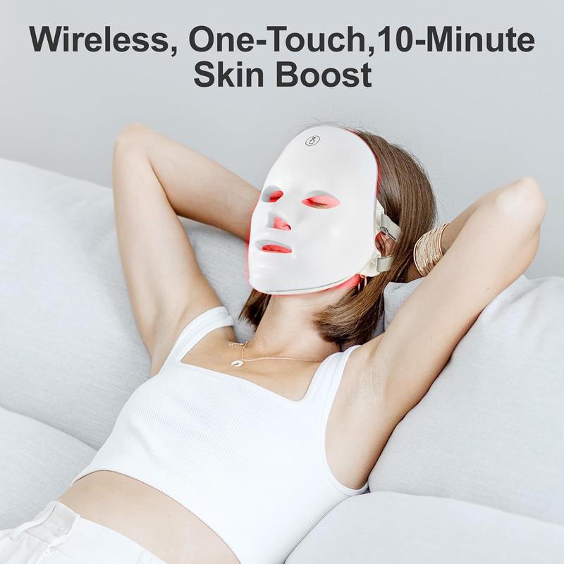 7-Color LED Phototherapy Face Mask: Brightens skin tone, reduces wrinkles, and smooths skin | Portable skincare, rechargeable wireless beauty gift, ideal for Christmas and at-home skincare.