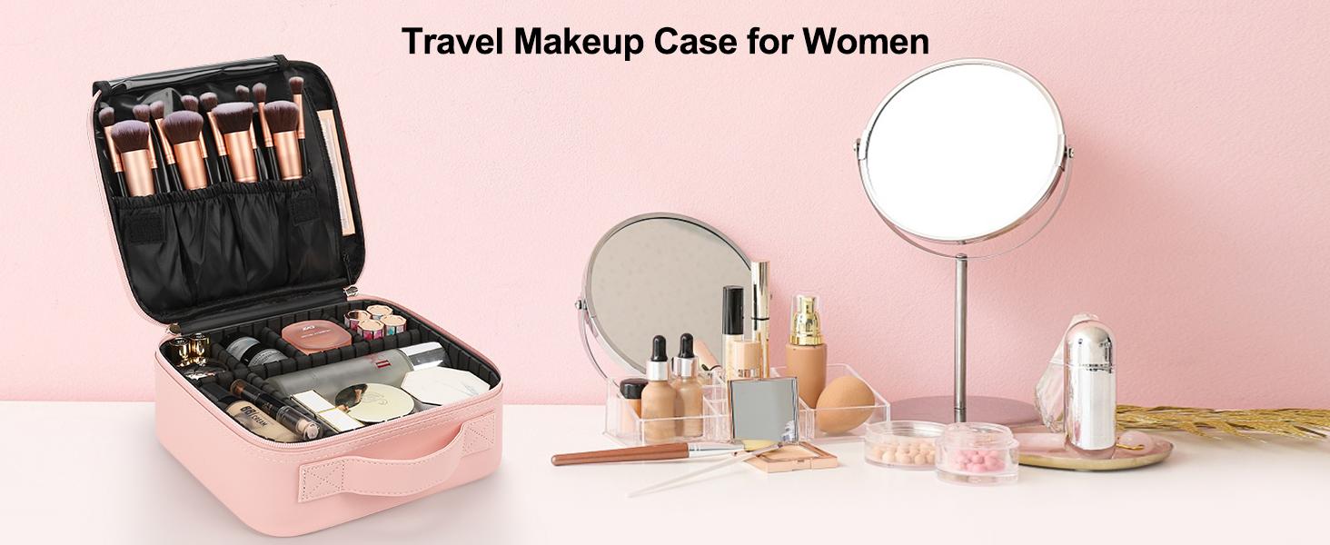 Travel Makeup Bag Cosmetic Bag Adjustable Dividers, Makeup Organizer Bag ,Waterproof, Professional Cosmetic Artist Organizer.Makeup Train Case Cosmetic Case Organizer Portable Artist Storage Bag Perfect Christmas Gift For Friend & Family Travel Makeup Bag Cosmetic Bag Adjustable Dividers, Makeup Organizer Bag ,Waterproof, Professional Cosmetic Artist Organizer.Makeup Train Case Cosmetic Case Organizer Portable Artist Storage Bag Perfect Christmas Gift For Friend & Family