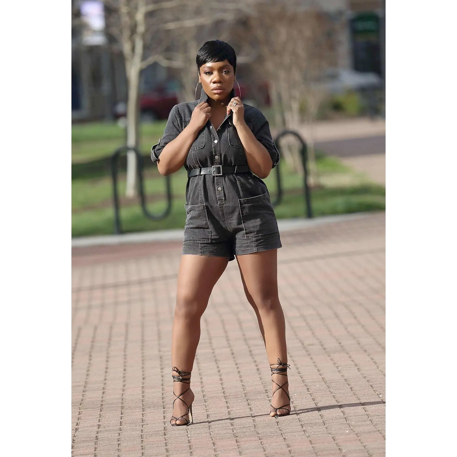Short And Sweet | Denim Utility Romper
