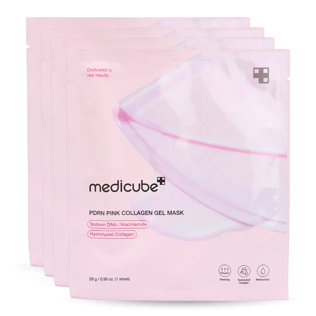 Medicube PDRN Pink Collagen Gel Face Mask (4-Pack) - Multi-Pack Moisturizer for Sensitive Skin, Hydrate, Soothe, Repair, Brighten with Hyaluronic Acid