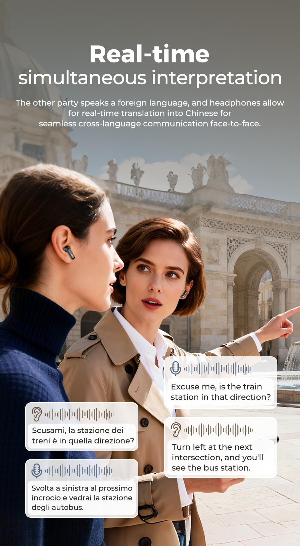 MINISO 103  AI Headset Translates 134 Languages Wireless Noise Cancelling Earbuds with Smart Screen Case, Clear Calls, App Translation, 30H Battery, Bluetooth 6.0, IPX5