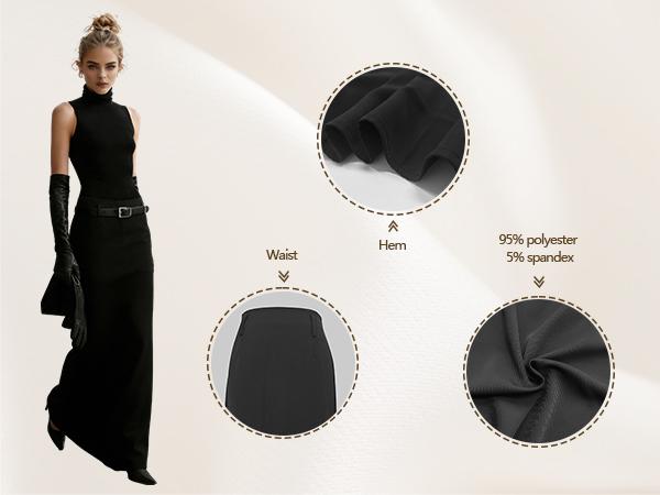 UOOZEE Women's 2026 New Autumn Spring Old Money H-Shaped Basic Womenswear Maxi Skirt, Minimalist Solid Loose Fit Zipper Elegant Daily Outings Date Night Outfit, Commuting Bottoms with Pockets