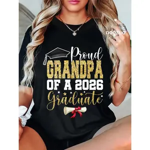 100% Cotton Proud Grandpa of 2026 Senior Graduate Family Graduation 2026 T-Shirt