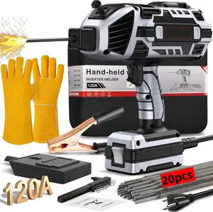Portable Electric Welding Machine, 110V Handheld Welder with IGBT Inverter, 120A, 5-Speed Current Setting, Digital Display, Portable ARC Welder Gun for 1/16"-1/8" welding rods, With 20 Welding Rods, Welding Tool Kit，Perfect Gift for Repairs