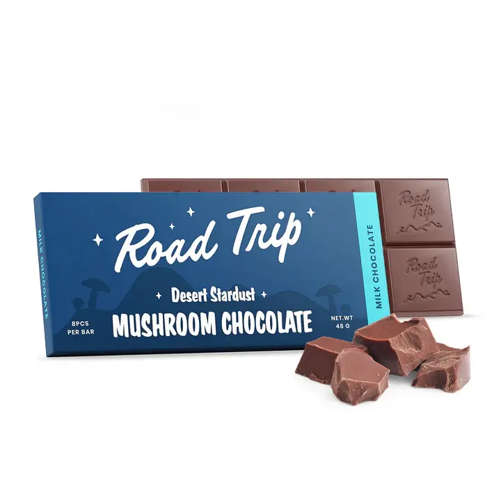 Road Trip Mushroom Chocolate Bar Milk Chocolate 1 Ct For Enhanced Energy & Focus Crunch