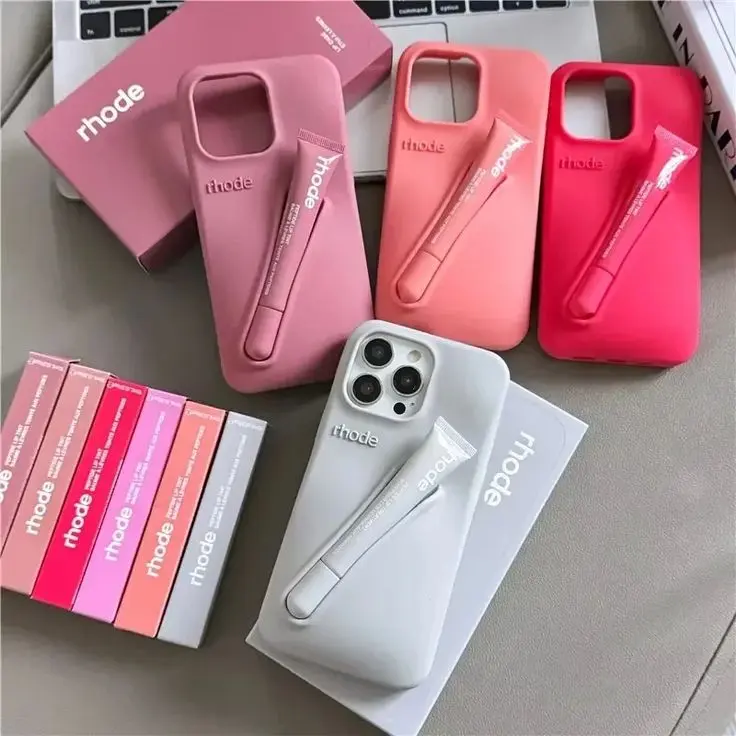Rhode Lip Tint Silicone Phone Case + Lip Gloss  Rhode Lip for iPhone 11–17  Shockproof design, smooth lipstick application| Fashionable protective nutrients, convenient for daily use