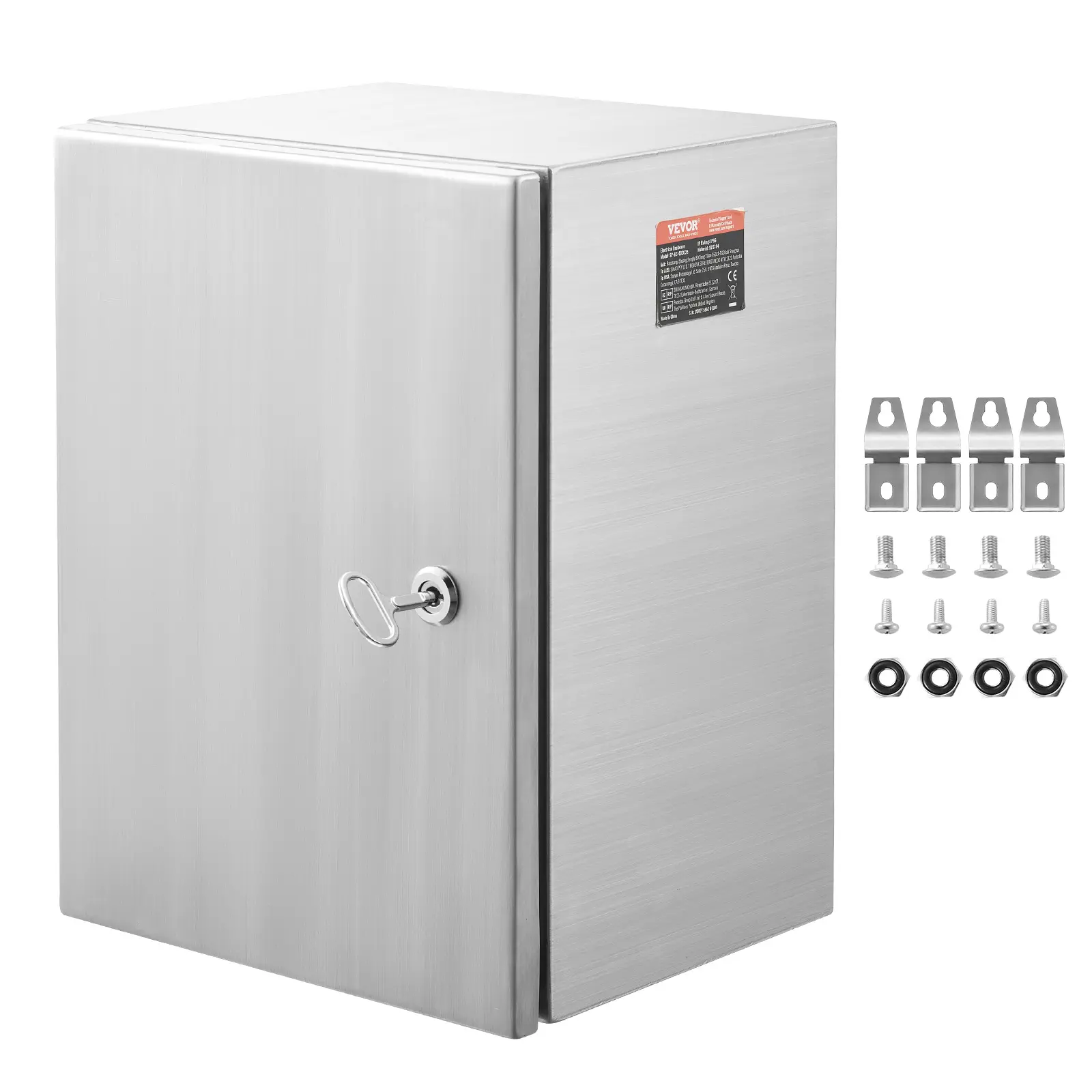 【Summerfinds】VEVOR Steel Electrical Box 16"x 12"x 6"304 Stainless Steel Electrical Enclosure BoxWall-Mounted Outdoor Electrical Electronic Equipment Enclosure with Mounting Plate Hinges LockIP66 Waterproof