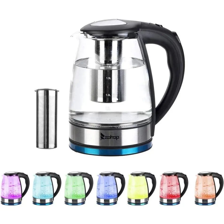 Winado Electric Kettle with Glas,Electric Glass Kettle and Tea Maker with Temperature Controls 110V 1200W 1.8L Glass Electric Kettle with Filter, Stainless Steel Lid & Bottom