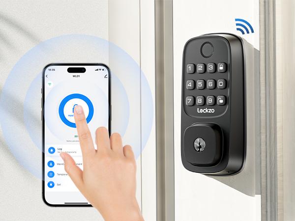 Smart Fingerprint Deadbolt Lock - Keyless Entry with WiFi, App Control & Auto-Lock, Easy Install for Front Doors