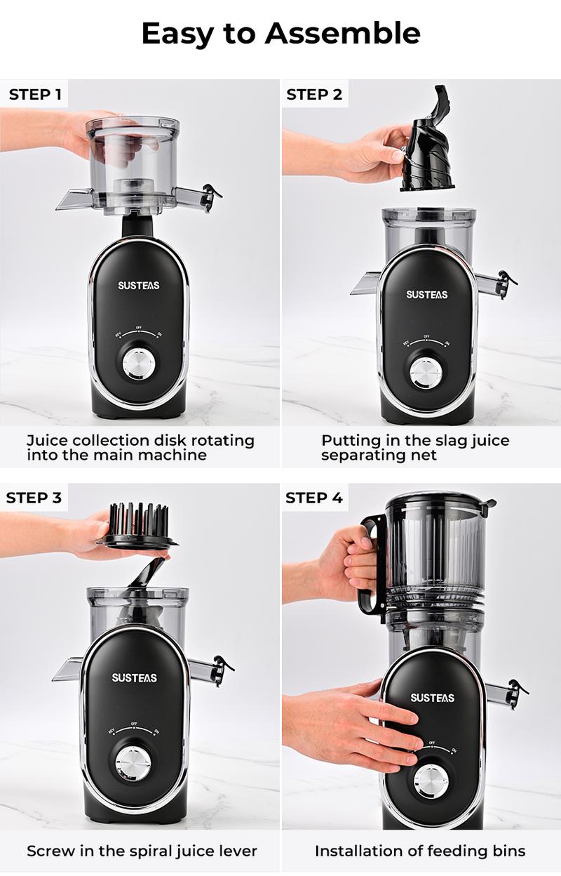 SUSTEAS Cold Press Juicer with 5.3'' Large Feed, Easy to Clean, High Juice Yield, Includes Two Filters for Soft & Hard Fruits, 98% Juice Yield Healthy Life Kitchen Essential Juicer Machine Blenders SUSTEAS Cold Press Juicer with 5.3'' Large Feed, Easy to Clean, High Juice Yield, Includes Two Filters for Soft & Hard Fruits, 98% Juice Yield Healthy Life Kitchen Essential Juicer Machine Blenders