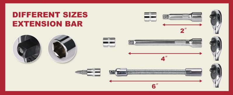 46 Pieces 1/4 inch Drive Socket Ratchet Wrench Set, with Bit Socket Set Metric and Extension Bar for Auto Repairing and Household, with Storage Case
