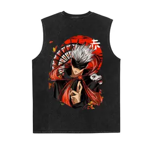 Jujutsu Kaisen Anime Vintage Tank 90s Graphic Sleeveless Tank Tops Men Vest Streetwear Outfits Men Vacation Outfits Sleeveless Shirt