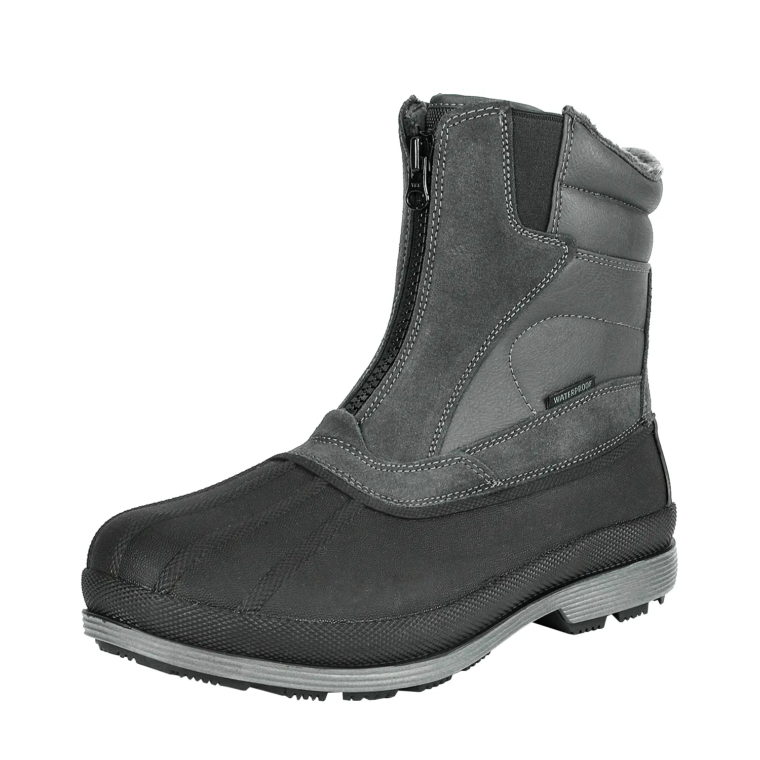 NORTIV 8 Men's Waterproof Winter Snow Boots, Faux Fur Lined & 3M Thinsulate Insulated with Side Zipper and Anti-Slip Sole, Walking, Slip-On, Round Toe, Plain