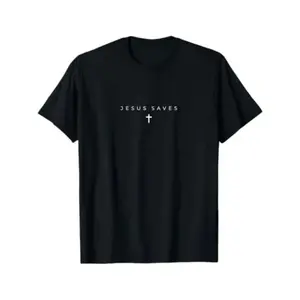 Jesus Saves Cross Subtle Christian Minimal Religious Faith T-Shirt Casual Cotton