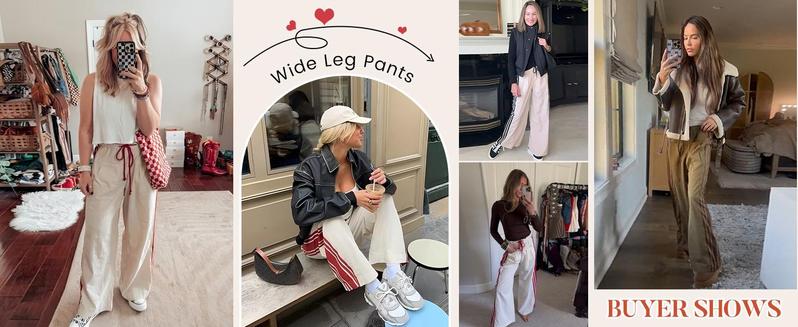 Tanming Womenswear Streetwear Stripe Straight Cut Barrel Leg Parachute Cargo Pants Y2K Elasticated Waistband Soft Wide Leg Pants with Pockets Casual Sweatpants for Hyrox