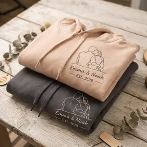 Custom Couple Hoodie Embroidered, Personalized Names Hoodie, Matching Hoodie for Couples, Anniversary Gift