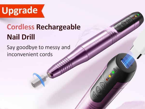 COSLUS C20 Professional Electric Nail Drill Kit - Cordless Rechargeable with 6 Bits & 60 Sanding Bands for Acrylic Gel Nails - Lightweight Portable for DIY Manicure Pedicure - Quiet Low Heat Design - Ideal for Home Salon Use COSLUS C20 Professional Electric Nail Drill Kit - Cordless Rechargeable with 6 Bits & 60 Sanding Bands for Acrylic Gel Nails - Lightweight Portable for DIY Manicure Pedicure - Quiet Low Heat Design - Ideal for Home Salon Use