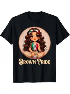 Summer t Shirts Brown Pride Chicana Chola Chibi Girl Hispanic Heritage Month T-Shirt