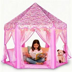 Princess Tent for Girls, Large Kids Playhouse Castle Play Tent with Star Lights, Indoor Outdoor Playhouse for Children, Fun Toy Tent for Girls Boys Toddlers, Playroom Birthday Gift