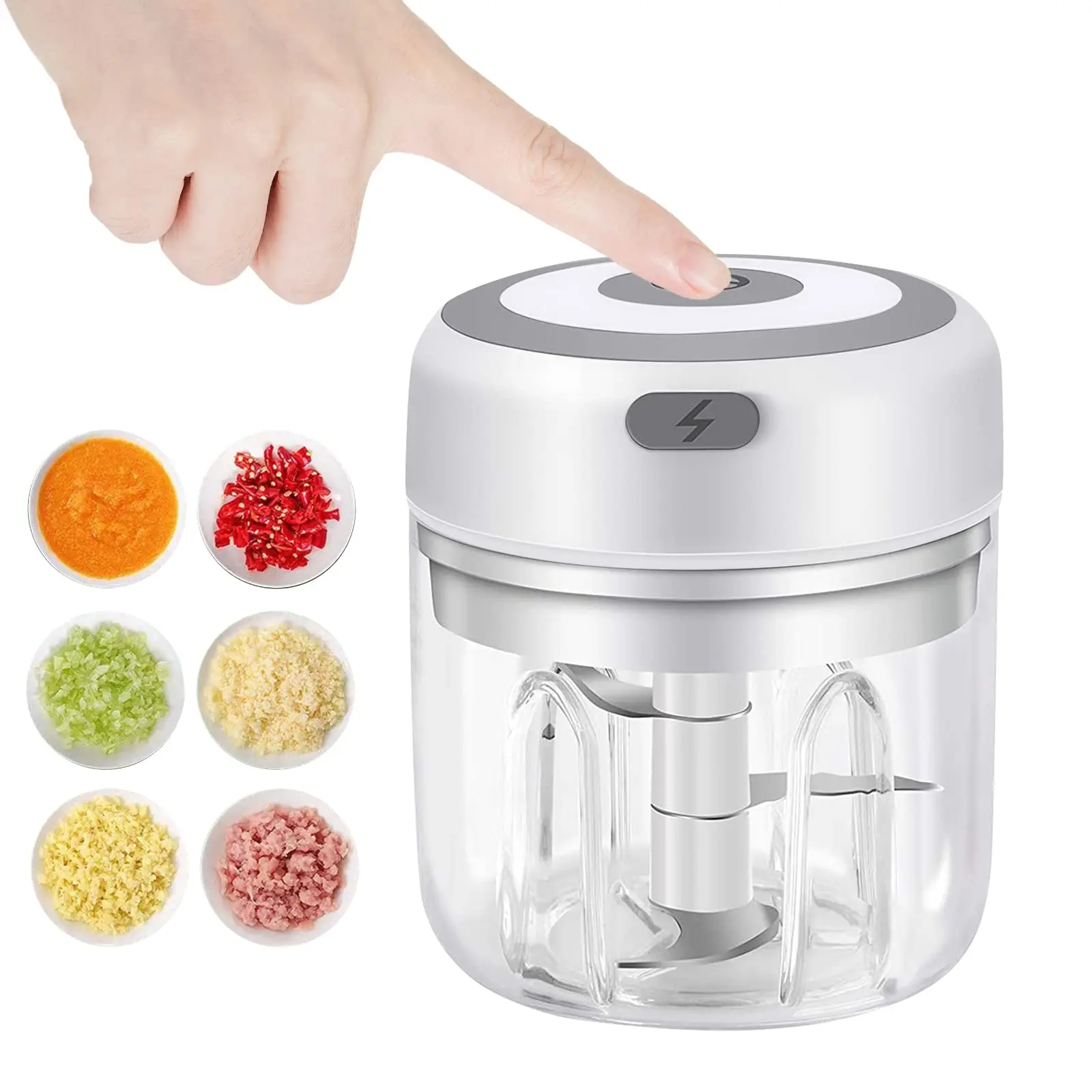 Mini Kitchen Vegetable Chopper Electric Garlic Mincer Food Chopper USB Mini Garlic Mincer Onion Chopper Portable Small Food Processor for Garlic Ginger Pepper Vegetables 250ML Meat Shredder Machine Rechargeable Cordless Automatic tiktokshopbacktoschool