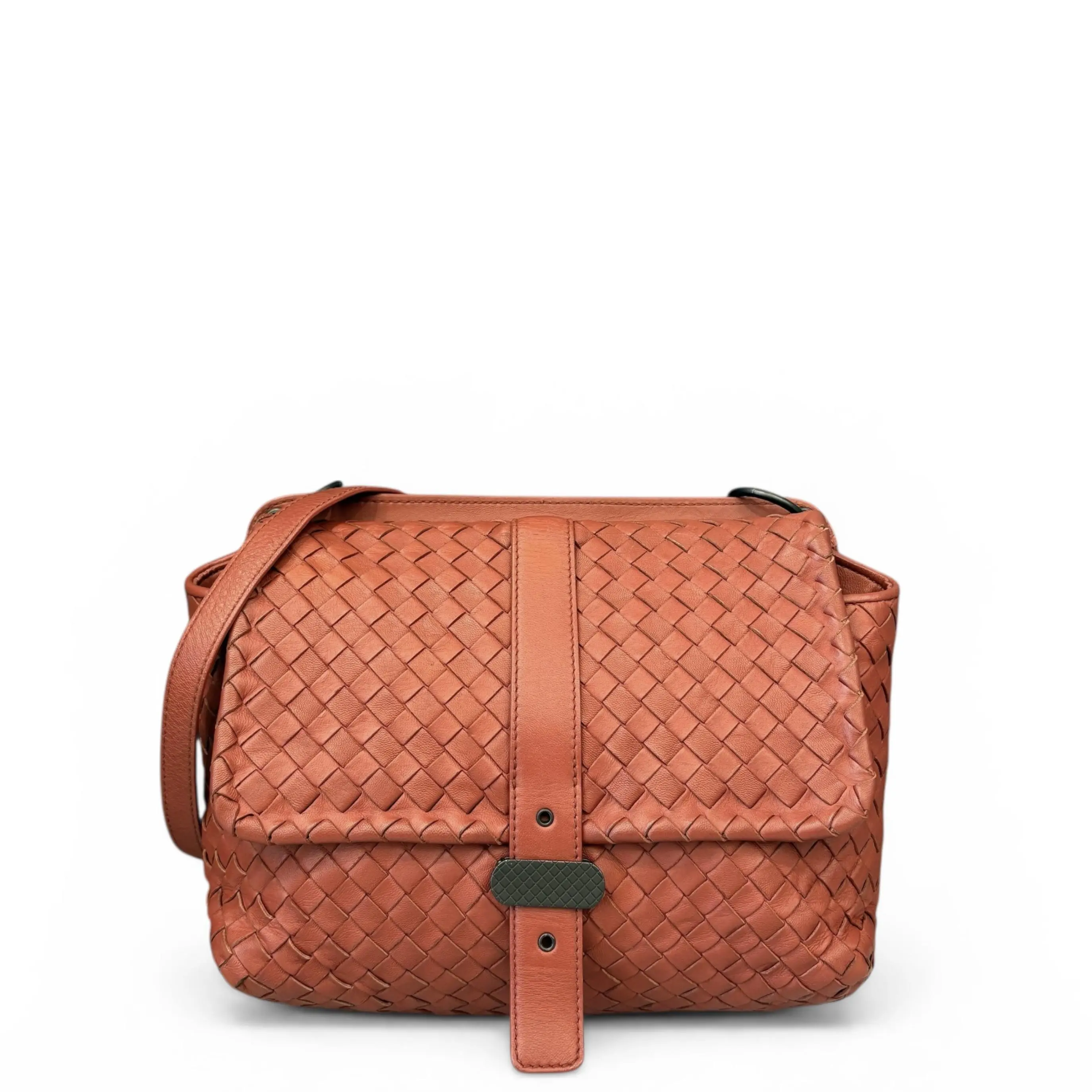 Pre-owned BOTTEGA VENETA Leather Shoulder Bags Shoulder Bag Calfskin Intrecciato Brick Red (zs033026a5)